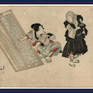 TakuhatsusAc to araihari wo suru onna, Washing clothes. [between 1818 and 1830], 1 print