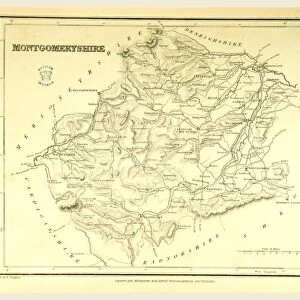 A Topographical Dictionary of Wales, Montgomeryshire, 19th century engraving, UK