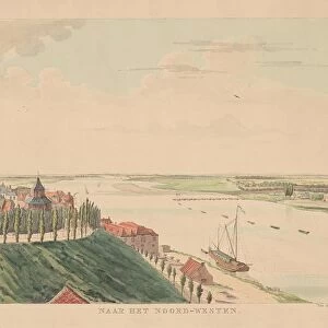 View of the Valkhof and Waal northwest of Nijmegen, The Netherlands, print maker