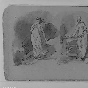 Two Woman Classical Dress Outdoors Sketchbook