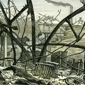 woolwich arsenal, london, 1887, damage, mounting shed, coach, carriage factory, factory