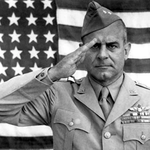 General James Jimmy Doolittle saluting with The American Flag