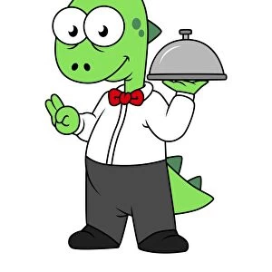 Illustration of a Tyrannosaurus Rex food waiter