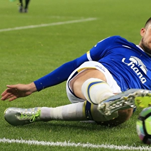 Everton's Mirallas Retains Possession Amidst Premier League Clash Against Watford at Goodison Park