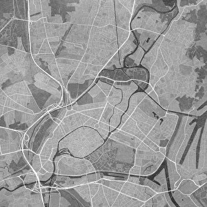 Gray vintage map of Strasbourg France