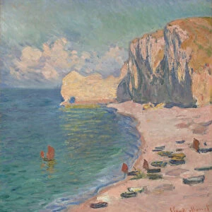 Etretat: The Beach and the Falaise d Amont, 1885. Creator: Claude Monet