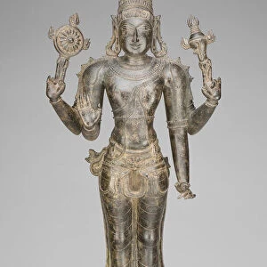 Four-Armed God Vishnu Holding Discus and Conch, Vijayanagar period, 15th century