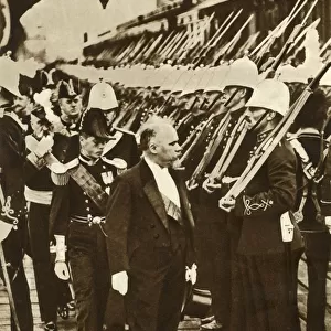 French President Raymond Poincare with Edward, Prince of Wales, at Portsmouth