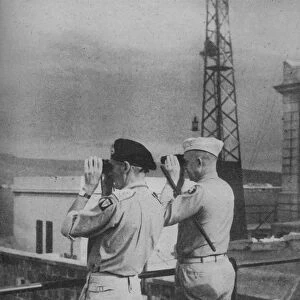 Generals Montgomery and Eisenhower view from a balcony in Messina the Italian Mainland, 1943-44