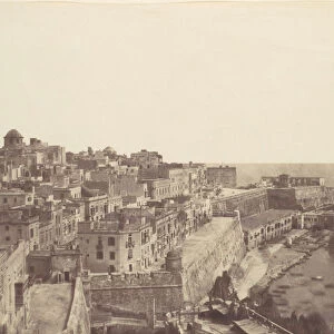 The Harbor at Valletta, Malta, 1850s. Creator: Calvert Jones