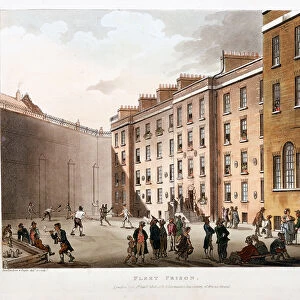 Inner court, Fleet Prison, London, 1808-1811. Artist: Thomas Rowlandson