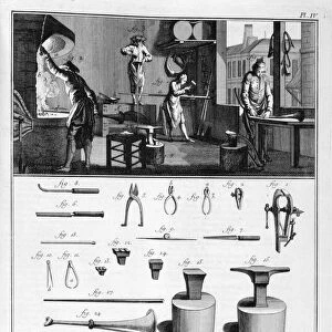 Interior of a Ironmongers, and plans of instruments, 1751-1777. Artist: Denis Diderot
