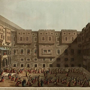 Mamluks exercising in the square of Murad Beys Palace, 1802. Artist: Mayer, Luigi