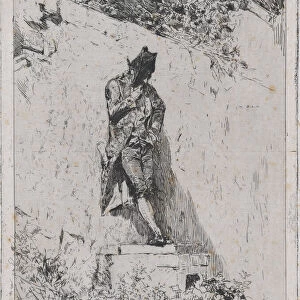 Meditation: a man standing on a step by a wall, ca. 1865. ca. 1865. Creator: Mariano Jose Maria Bernardo Fortuny y Carbo