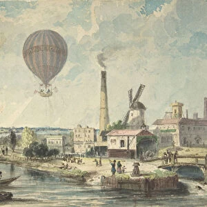 Mr. Green in the Albion Balloon, Having Ascended from Vauxhall Gardens, August 12, 1842