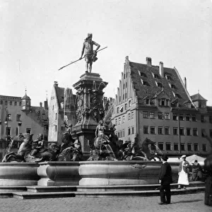 The Neptune Fountain, Nuremberg, Germany, c1900s. Artist: Wurthle & Sons