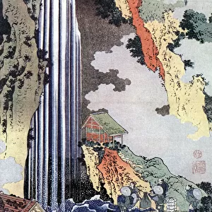 Ono Waterfall Along the Kisokaido, c1780-1849. Artist: Hokusai