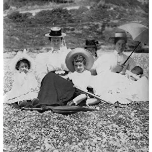 People on a beach, c1890-1909(?)