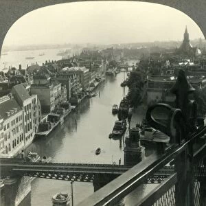 Rotterdam, Netherlands - Southwest from the Witte House, Showing the River and Parallel Canal