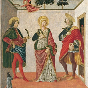Saint Cecilia between Saint Valerian and Saint Tiburtius with a Donor. Artist: Botticini, Francesco (1446-1497)