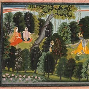 Sakhi Persuades Radha to Meet Krishna, from the Lambagraon Gita Govinda