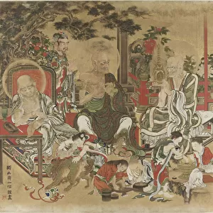 The Sixteen Arhats (Juroku Rakan). Creator: Kazunobu, Kano (1816-1863)