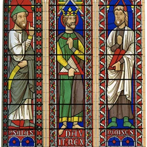 Stained glass of Moses, King David and Isaiah, Bourges Cathedral, 13th century (1849). Artist: Lemercier
