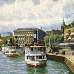 Steamboat at the quay by the Grand Hotel, Stockholm, c1928. Creator: Unknown