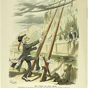 And There He Will Stick!, from Puck, published April 6, 1887. Creator: Louis Dalrymple