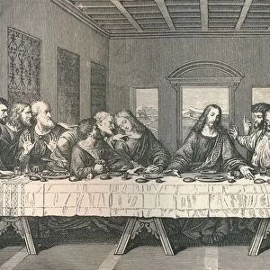The wall painting of `The Last Supper`, at Milan, 1883