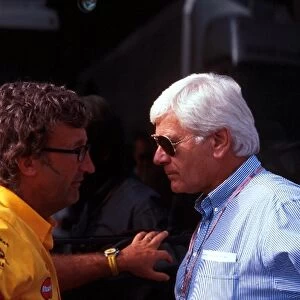 Formula One World Championship: Eddie Jordan Boss of Jordan GP and Ortwin Podlech, Frentzens manager, right