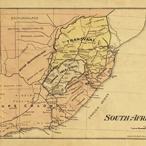 1899 map of South Africa at the time of the Second Boer War. Such was the interest in the progress of the war that maps like this were produced with a number of flags of both sides in the margin which could be cut out and placed on the map so as to follow military movements