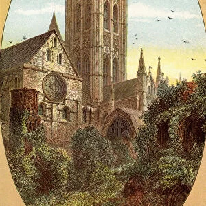 Canterbury Cathedral, Canterbury, Kent, England, seen here in the 19th century. From Picturesque England, Its Landmarks and Historic Haunts, published 1891