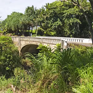 Hawaii, Maui, Hana, Kipahulu, Seven Sacred Pools Ohe o Gulch, Old Bridge