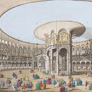 An inside view of the Rotundo in Ranelagh Gardens. London, England. After a print dated 1751 from a work by Caneletto. Published by Robert Sayer. Later colourization