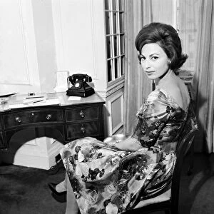 Actress Haya Harareet seen here in her London Hotel room. 3rd June 1960