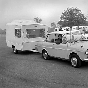 A caravan being towed by a DAF 33 car. November 1969 Z10726