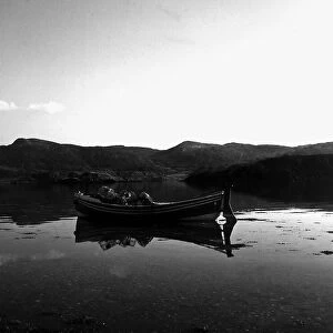 A fishing boat on Loch Craigneish, Scotland. January 1972