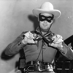 The Lone Ranger - actor Clayton Moore pictured at the Queens Hotel during his visit to