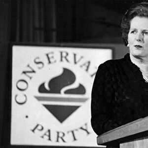 Margaret Thatcher speaking at a meeting for the Finchley Tory party - May 1983