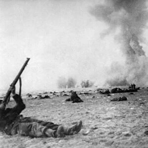 Scene during the battle at Dunkirk in Northern France, after British troops had become