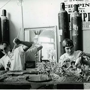 Workers in a Glass blowing shop, Scotland August 1955