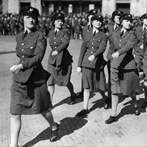 World War II Women. The WaFs March Past. Girls of the W. A. A. F