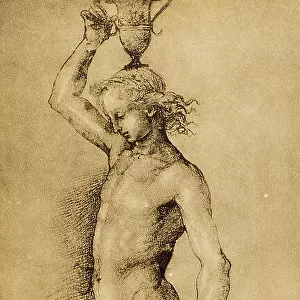 Bacchus known as the Idolino, drawing, Pietro Vannucci, known as Perugino (1448-1523), formerly Raphael Sanzio, kept in the Cabinet of Drawings and Prints. Uffizi Gallery, Florence