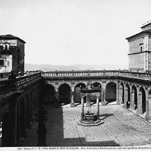 The central cloister of the Abbey of Montecassino seen from the upper loggia, Frosinone