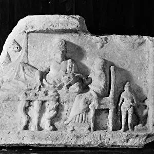 Fragment of a relief with a symposial scene, marble, National Archaeological Museum, Venice