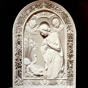 Tabernacle by Luca della Robbia depicting the Madonna in Adoration in the Museo del Bargello in Florence