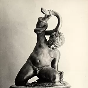 Young Hercules strangling the snakes, bronze by Guglielmo della Porta preserved in the National Museum of Capodimonte in Naples. In the base are the Labours of Hercules, in relief