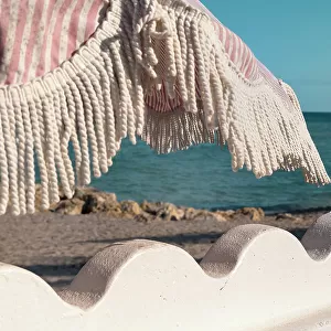 Florida, Palm Beach, colorful beach umbrella