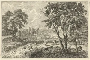 Arcadian river landscape deer hunt Italian German landscapes Arcadian river landscape deer hunt Italian German landscapes